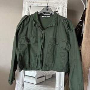 - Zara military khaki green Utility cropped jacket women size S